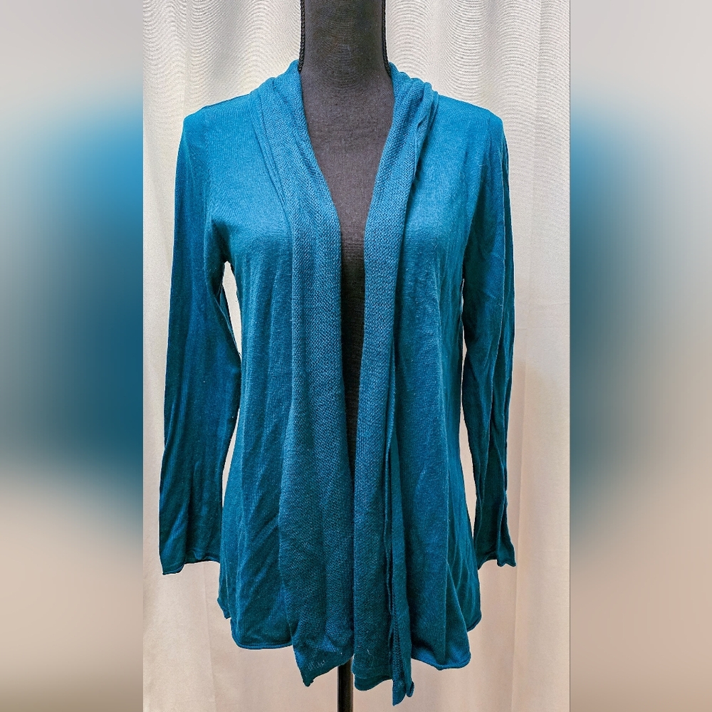 Amber Sun Dark Teal Open Front Cardigan S